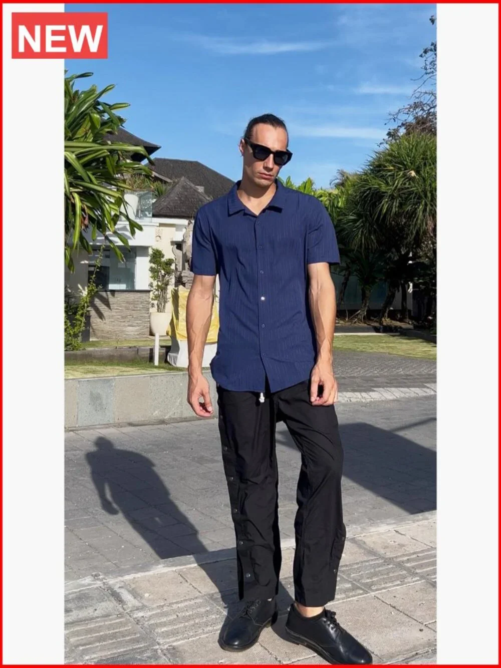 Short Sleeve Textured Button Down Summer Beach Shirt Casual - Picture 6 of 7